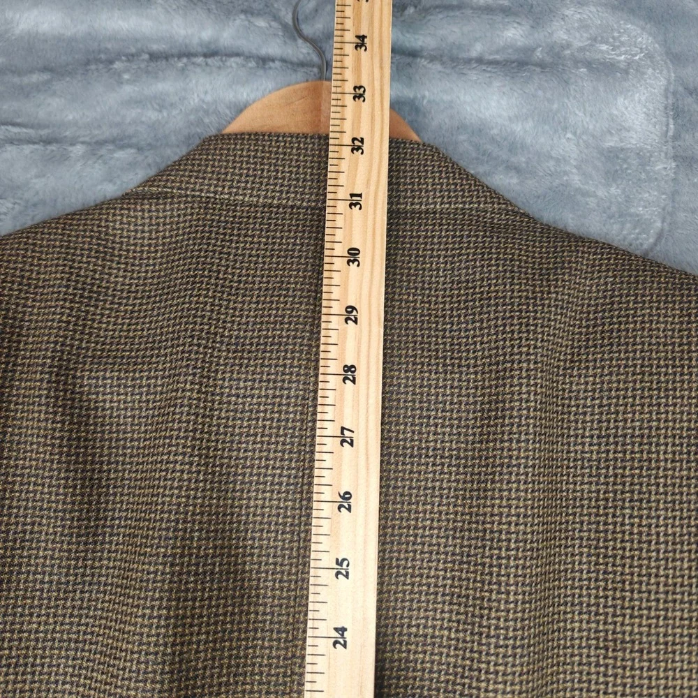 Canali Blazer Mens 44 Brown Micro Check Two Button Wool Sport Coat Italy